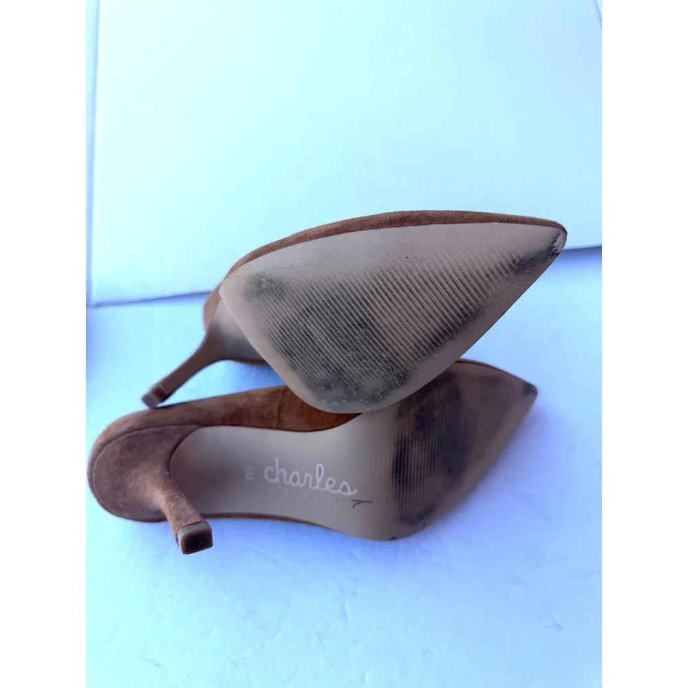 Charles David Charles Tan Light Brown Suede Pointed Toe Stiletto Heel Pumps 8M - Picture 10 of 10